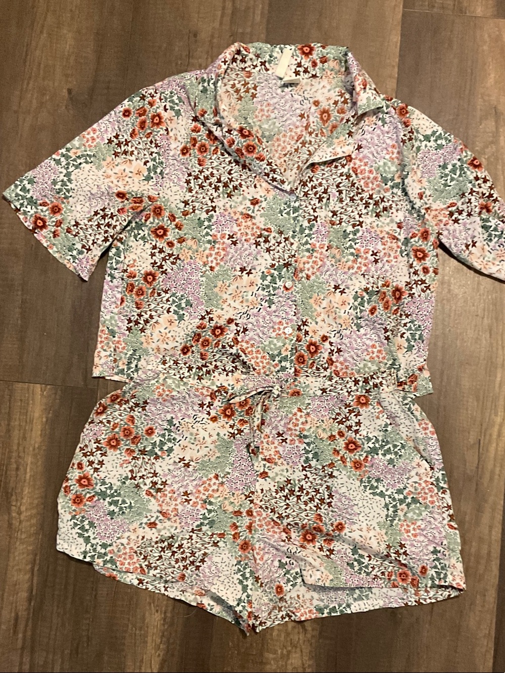 Cynthia Rowley Pastel Floral Short Pajama Set - Pink, Green, Cream